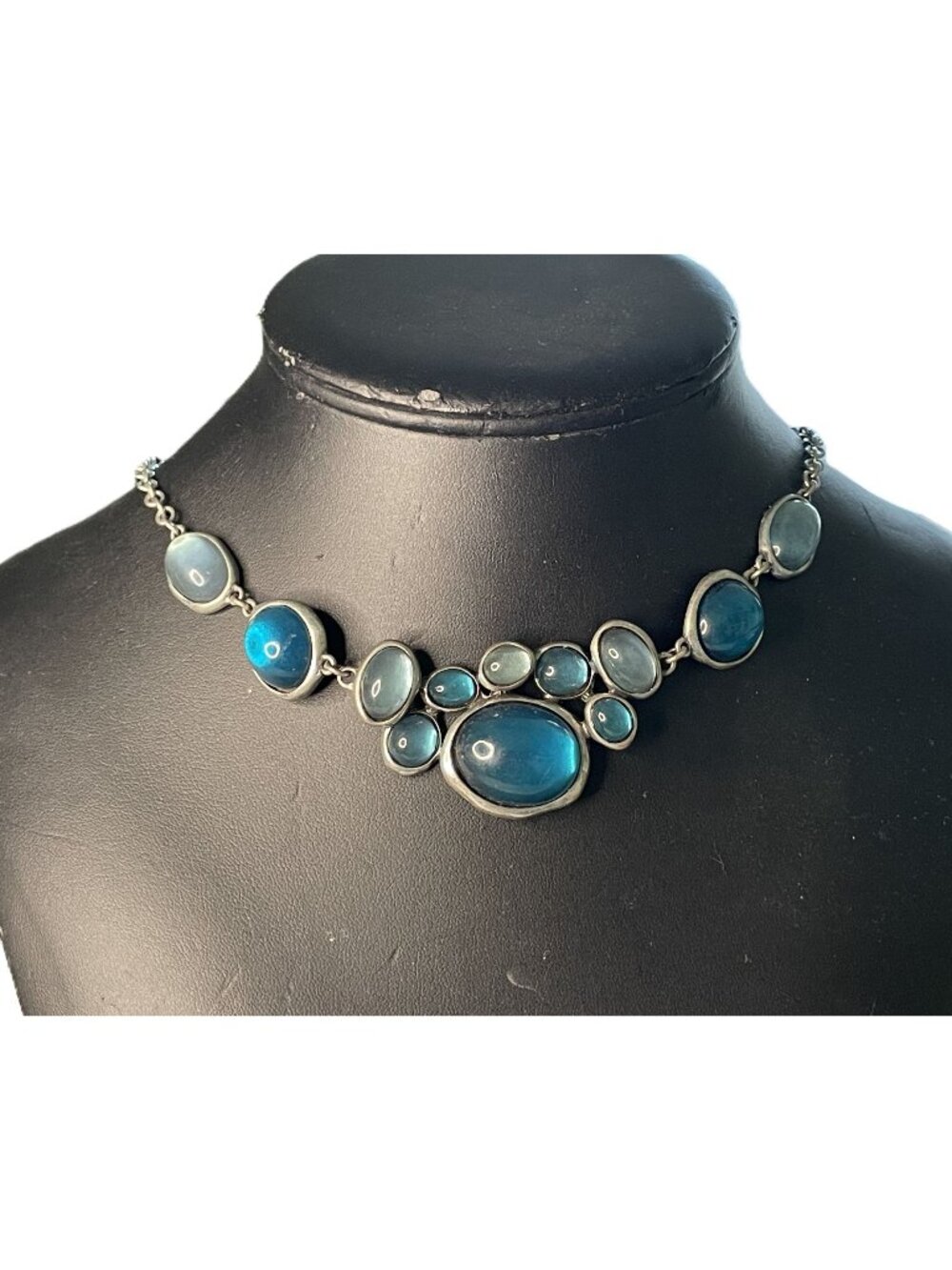 Vintage Signed Grace Adele GA Blue Green Statement Necklace | Retired Archival